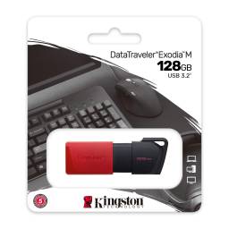 PENDRIVE KINGSTON 128GB EXODIA M DATA TRAVELER 3.2 ROJO