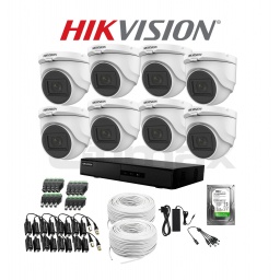 KIT DVR HIKVISION 8 CAMARAS 2MP TURRET + DISCO CCTV