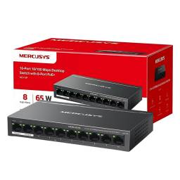 Switch Poe Mercusys Ms110p 10 Puertos / 8 Poe 65w 100mbps