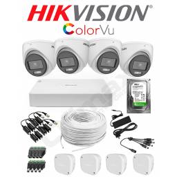 KIT DVR 4 CAMARAS HIKVISION COLORVU COLOR DE NOCHE + DISCO