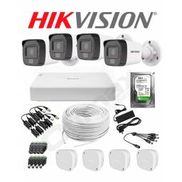 KIT 4 CMARAS Y DVR HIKVISION 2MP BULLET + DISCO CON MICRFONO