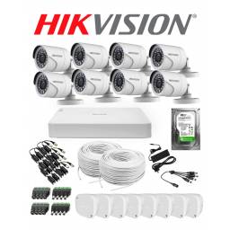 KIT 8 CAMARAS + DVR HIKVISION 2MP FULLHD + DISCO 1TB