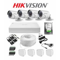 KIT CCTV SEGURIDAD HIKVISION 4 CAMARAS 2MP FULHD + DISCO