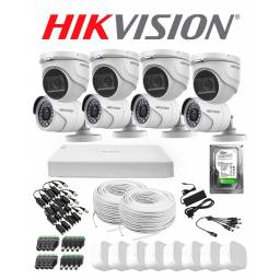 KIT DVR HIKVISION 8 CAMARAS 2MP BULLET Y TURRET + DISCO CCTV