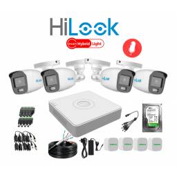 KIT 4 CMARAS Y DVR HIKVISION 2MP BULLET + DISCO CON MICRFONO