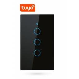 Interruptor De Luz Tctil Tuya Smart 3 Ch Wifi Negro