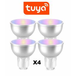 LAMPARA LED DICROICA WIFI RGB+W TUYA SMART 5W GU10 PACK X4