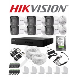 KIT 6 CMARAS Y DVR HIKVISION 2MP BULLET + DISCO CON MICRFONO