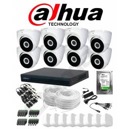 KIT DAHUA DVR 8 CH + 8 CAMARAS 2MP TURRET + DISCO