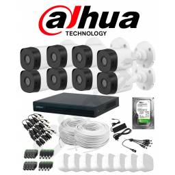 KIT DAHUA DVR 8 CH + 8 CAMARAS 2MP BULLET + DISCO