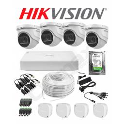 KIT DVR HIKVISION 4 CAMARAS 2MP TURRET + DISCO CCTV