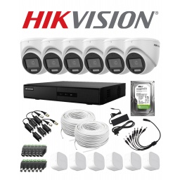 Kit 6 Cmaras Y Dvr Hikvision 2mp Turret + Disco + Micrfono