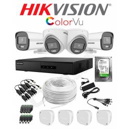 KIT DVR 4 CAMARAS HIKVISION COLORVU COLOR DE NOCHE + CABLES + DISCO